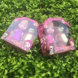 6.5-inch physical Martha and Bear Doll Set, children's simulation cartoon doll, parent-child interactive toy