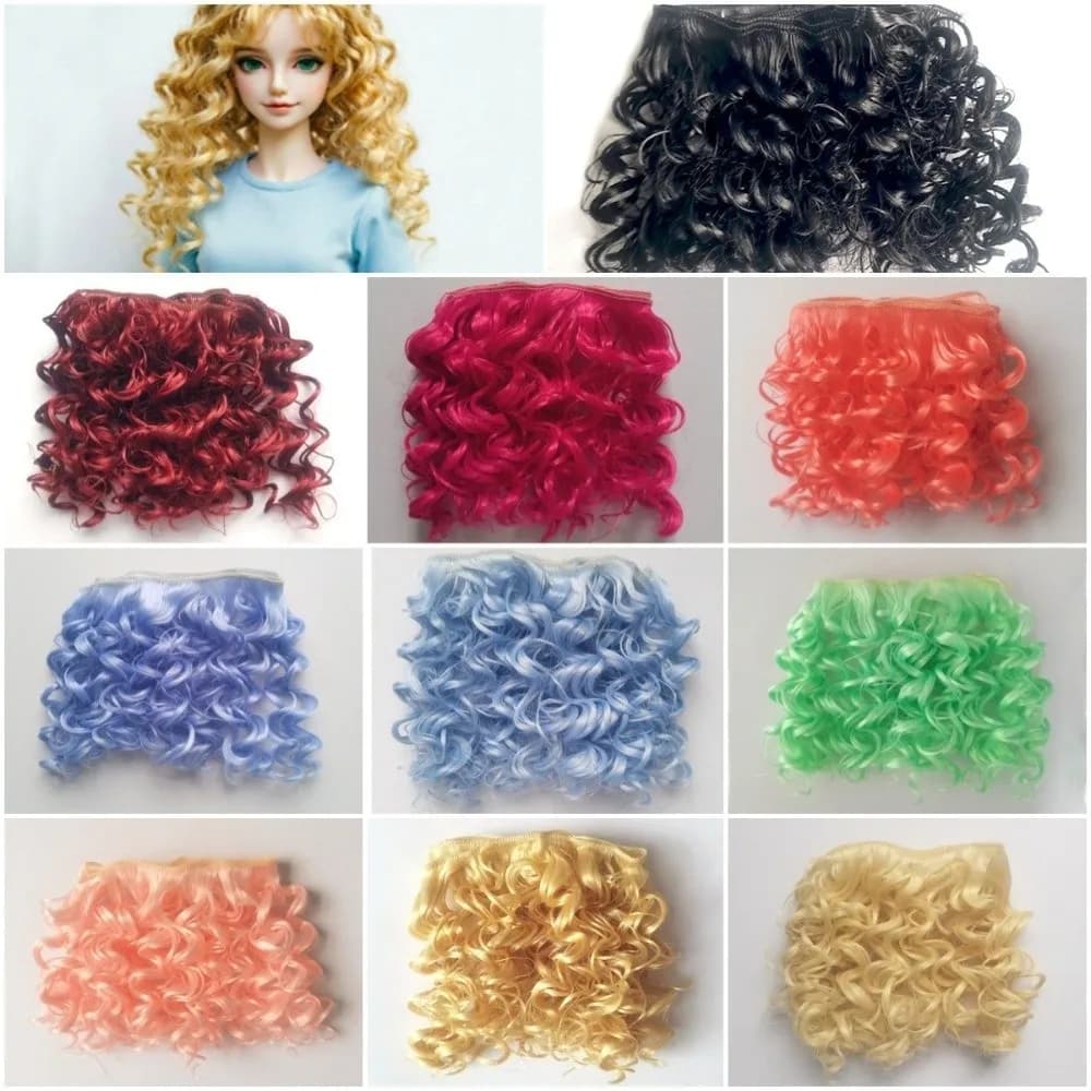 15CM Length Curly Doll Hair Imitation Wool Roll Gradient Color DIY Toy Hair Chemical Fiber Doll Hair Extensions For BJD SD Doll