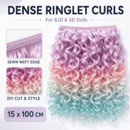 15CM Length Curly Doll Hair Imitation Wool Roll Gradient Color DIY Toy Hair Chemical Fiber Doll Hair Extensions For BJD SD Doll