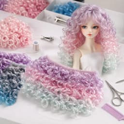 15CM Length Curly Doll Hair Imitation Wool Roll Gradient Color DIY Toy Hair Chemical Fiber Doll Hair Extensions For BJD SD Doll