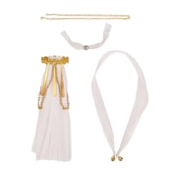 Fabric Doll Clothing Set Metal Chain Accents Draped Sleeve Style Doll Princess Outfit Pleated Skirt White and Gold