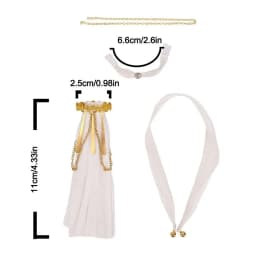 Fabric Doll Clothing Set Metal Chain Accents Draped Sleeve Style Doll Princess Outfit Pleated Skirt White and Gold