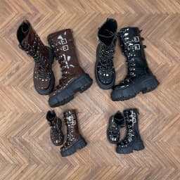 1/4 ID75 Knee-high Chunky-heeled Boots In Stock BJD Doll Shoes Boys Girls Black Brown Glossy Leather High Boots Doll Accessories