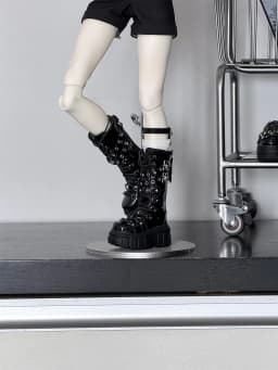 1/4 ID75 Knee-high Chunky-heeled Boots In Stock BJD Doll Shoes Boys Girls Black Brown Glossy Leather High Boots Doll Accessories