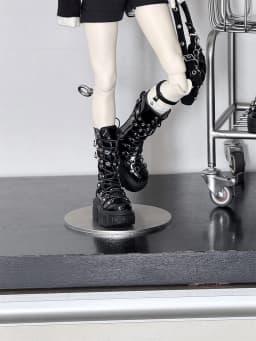 1/4 ID75 Knee-high Chunky-heeled Boots In Stock BJD Doll Shoes Boys Girls Black Brown Glossy Leather High Boots Doll Accessories