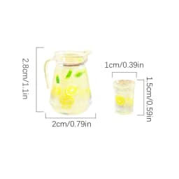 1:12 Dollhouse Miniature Lemon Juice Jug Cup Set Model Doll Drink Decor Toy Doll House Mini Kitchen Scene Ornament