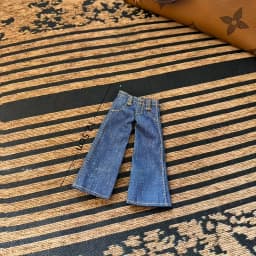 American Retro High Street Leopard Print Loose Wide-Leg Long Torn Distressed Denim Jeans Trendy Doll Clothes