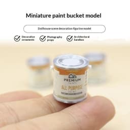 {H} 2Pcs Miniature Figurine Playhouse Simulation Mini Doll House Miniature Paint Bucket Paintbrush Model For Pretend Play
