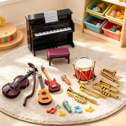 Miniature Musical Instruments Collection 1:12 Doll House Accessory Piano Violin Guitar Model for Music Room Ornament DIY Decor