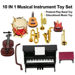 Miniature Musical Instruments Collection 1:12 Doll House Accessory Piano Violin Guitar Model for Music Room Ornament DIY Decor