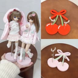 1/6 3DPrinted BJD Doll Display Stand Cute Cherry Dual‑figure Base Doll Support Stand Auxiliary Standing Holder For 30cm BJD Doll