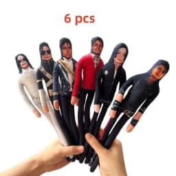 Michael Jackson Bendable Fabric Doll, Posable Wire Frame Plush Figure, Celebrity Doll Ornament Desk Decor Fans Collectible Gift