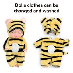 Cute Mini Sleep Doll Toy, 6 Styles Simulation Doll Ornaments with Removable Clothes,Perfect Birthday & Holiday Gift for Kids