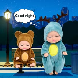 Cute Mini Sleep Doll Toy, 6 Styles Simulation Doll Ornaments with Removable Clothes,Perfect Birthday & Holiday Gift for Kids