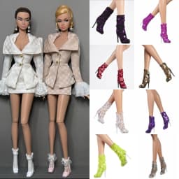 1/6 Doll Shoes Accessories Fashion Exquisite Sequin Ankle Boots / Elegant Knee-high Boots For FR Kissmela Babi Supermodel Doll