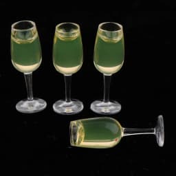 Dollhouse Miniature Champagne Wine Glasses for Doll Bar, Kitchen, Dining Room Decor (Pack of 4)