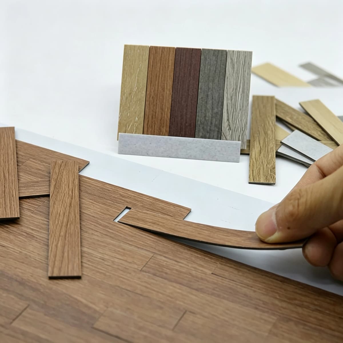 20pcs Dollhouse Miniature Wood Floor Tiles, Simulated Herringbone Flooring Model