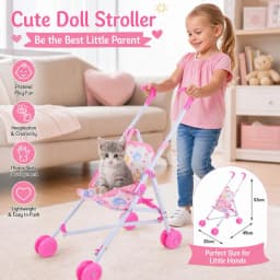 New Trendy Interactive Dolls Pram Plastic Play Toys Doll Handcart Stable Doll Stroller for Boys Girls Babies Doll Accessories