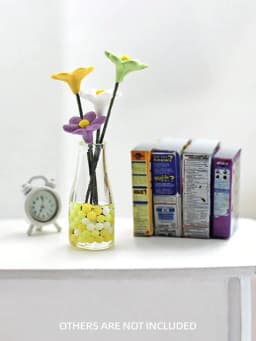 1:12 Dollhouse Mini Glass Vase With Flowers Tiny Floral Ornament Home Interior Craft Findings