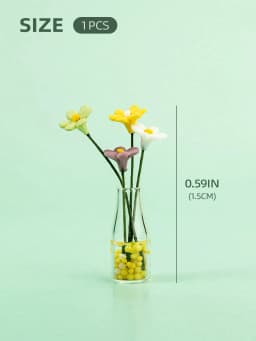 1:12 Dollhouse Mini Glass Vase With Flowers Tiny Floral Ornament Home Interior Craft Findings