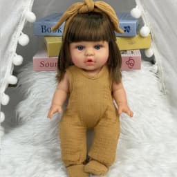 14 Inch 35cm Reborn Baby Doll with Outfit Set American Girl Doll Soft Body Lifelike Vinyl Doll Toy Birthday Gift for Kids Girls
