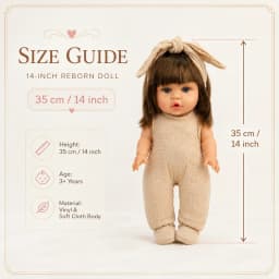 14 Inch 35cm Reborn Baby Doll with Outfit Set American Girl Doll Soft Body Lifelike Vinyl Doll Toy Birthday Gift for Kids Girls