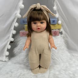 14 Inch 35cm Reborn Baby Doll with Outfit Set American Girl Doll Soft Body Lifelike Vinyl Doll Toy Birthday Gift for Kids Girls