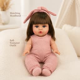 14 Inch 35cm Reborn Baby Doll with Outfit Set American Girl Doll Soft Body Lifelike Vinyl Doll Toy Birthday Gift for Kids Girls