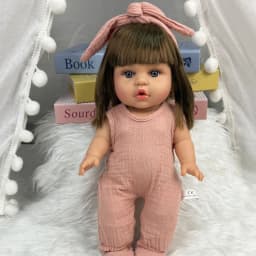 14 Inch 35cm Reborn Baby Doll with Outfit Set American Girl Doll Soft Body Lifelike Vinyl Doll Toy Birthday Gift for Kids Girls