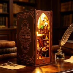 DIY Book Nook Kit Wooden Mini Dollhouse 3D Puzzl Model Building Handmade Bookshelf Insert Home Decor For Xmas Birthday Gifts