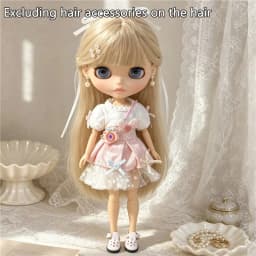 For Blythe Doll Outfit Clothes Retro Flower Dress Set Winter Coat Skirt Puppy Pants Clothing For OB24 OB22 Small 6/1 Doll Gift