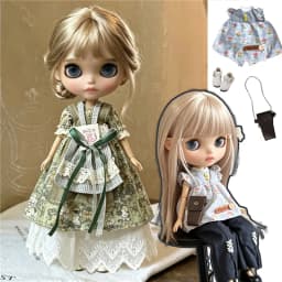 For Blythe Doll Outfit Clothes Retro Flower Dress Set Winter Coat Skirt Puppy Pants Clothing For OB24 OB22 Small 6/1 Doll Gift
