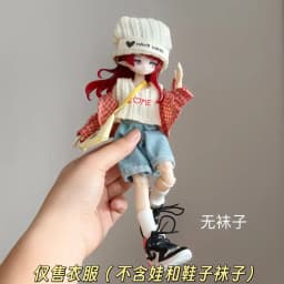 Doll Outfit 11 To 17 Cm Casual Knit Top Plaid Skirt Set For Bjd 8 12 Inch Ob11 Action Figure Doll Clothing