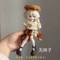 Doll Outfit 11 To 17 Cm Casual Knit Top Plaid Skirt Set For Bjd 8 12 Inch Ob11 Action Figure Doll Clothing