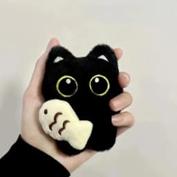 1pcs 2Pcs Cool Plush Black Cat Doll Toy Keychain Bag Pendant Charms Car Keyring Accessories for Women Couples Kawaii Gift