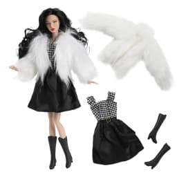 1/6 Doll Clothes Accessories Fashion Elegant Winter Faux Fur Coat+Sweet Princess Dress+Shoes+Bag For 30cm Babi Supermodel Doll