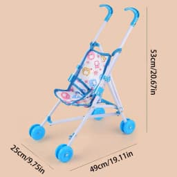 Doll Stroller Pink Baby Pram Trolley Interactive Handcart Foldable Carriage Pretend Play Toy Nursery House Furniture Girls Gifts
