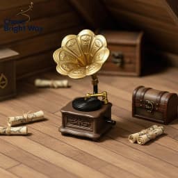 Dollhouse Vintage Phonograph Miniature 1Pcs Realistic Detail Home Living Room Scene Old Style Decoration