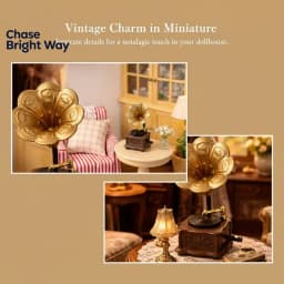 Dollhouse Vintage Phonograph Miniature 1Pcs Realistic Detail Home Living Room Scene Old Style Decoration