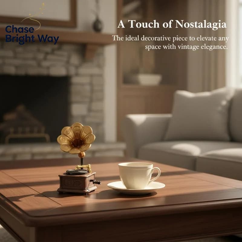 Dollhouse Vintage Phonograph Miniature 1Pcs Realistic Detail Home Living Room Scene Old Style Decoration