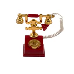 1/12 Dollhouse Miniature Accessories Mini Alloy Antique Telephone  Simulation Furniture Retro Model Toys for Doll House Decor