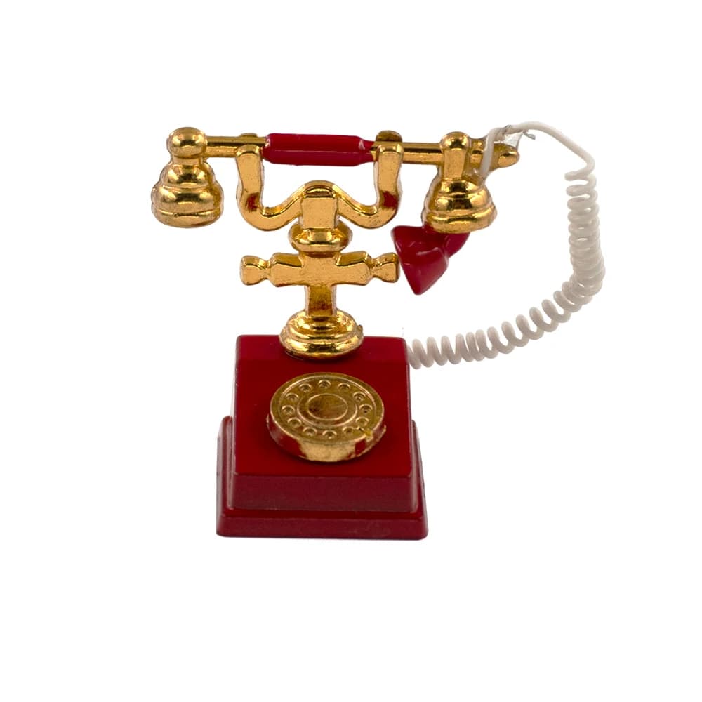1/12 Dollhouse Miniature Accessories Mini Alloy Antique Telephone  Simulation Furniture Retro Model Toys for Doll House Decor