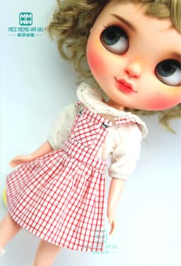 1PCS Blyth Clothes Fashion White T-Shirt and Pink Strap Dress for Blyth Azone 1/6 Doll Accessories