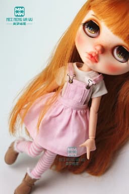 1PCS Blyth Clothes Fashion White T-Shirt and Pink Strap Dress for Blyth Azone 1/6 Doll Accessories