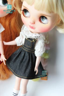 1PCS Blyth Clothes Fashion White T-Shirt and Pink Strap Dress for Blyth Azone 1/6 Doll Accessories