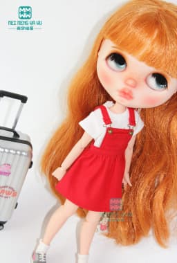 1PCS Blyth Clothes Fashion White T-Shirt and Pink Strap Dress for Blyth Azone 1/6 Doll Accessories