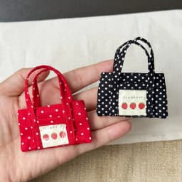 Cute Polka Dot Mini Doll Handbag, Strawberry Fabric Tote Bag Fits 10cm 1/8 BJD Zsiga Yuy, Doll Dress-up Accessories