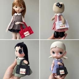 Cute Polka Dot Mini Doll Handbag, Strawberry Fabric Tote Bag Fits 10cm 1/8 BJD Zsiga Yuy, Doll Dress-up Accessories