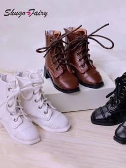 Bjd Dolls Shoes 1/4 Sanskrit Celia British Leather Boots Flat Feet Laceup Buskin BJD Accessories Black Brown White Shugafairy