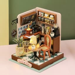 Wooden Mini Doll Houses DIY Handmade 3D Puzzle Assembly Building Kits With Furniture LED Coffee Store Dollhouse Toys For Gift